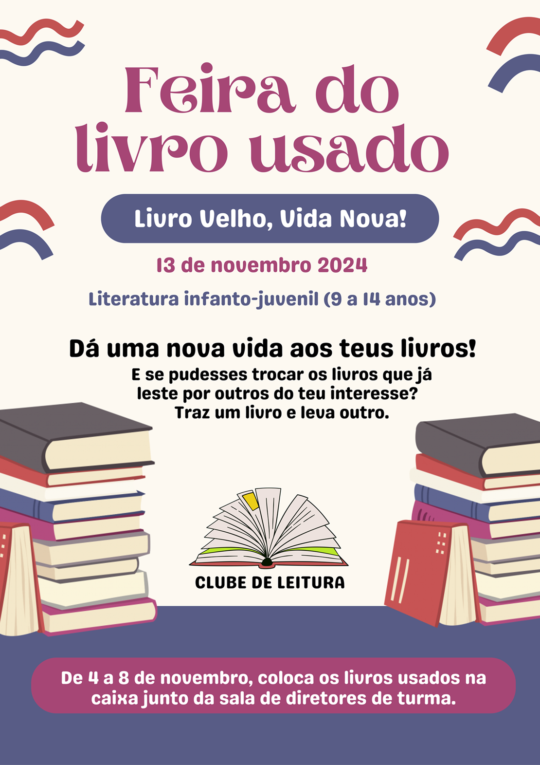 Feira do livro usado cartaz
