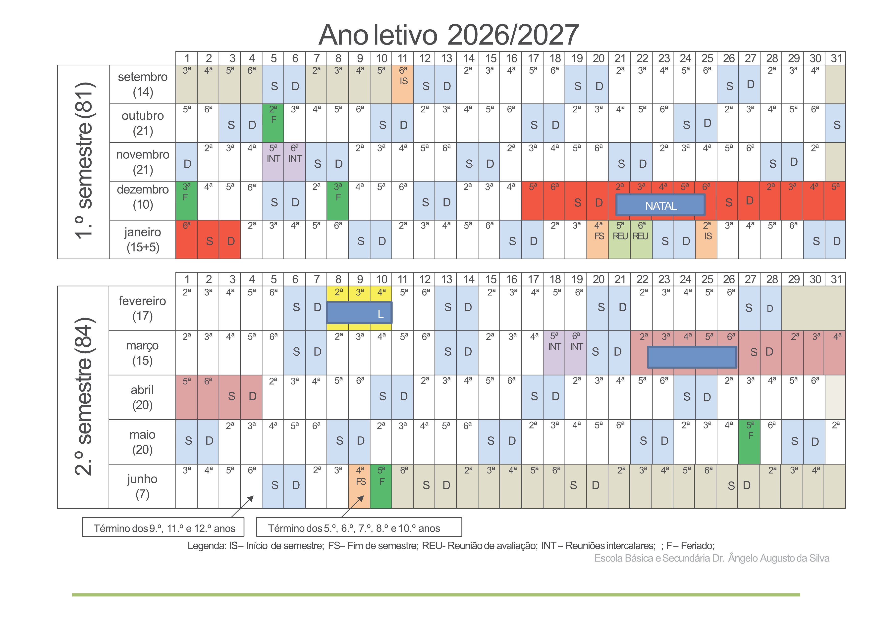 CALENDÁRIO 2026 2027